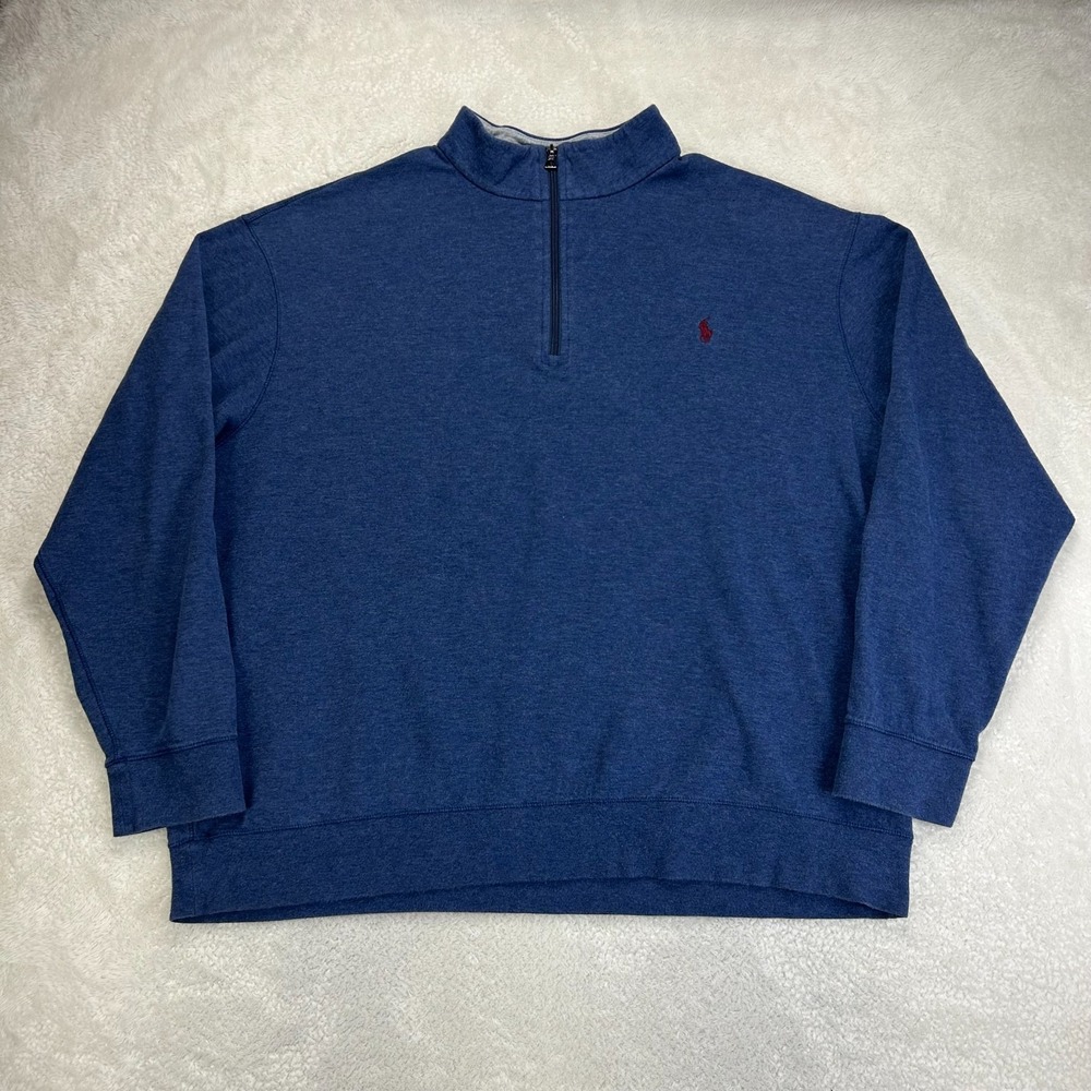 Polo Ralph Lauren Performance Pullover Sweater Mens 2XB 1/4-Zip Classic Pony